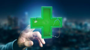 Au coeur de la sécurité des médicaments au Luxembourg. Photo d'une croix verte d'officine