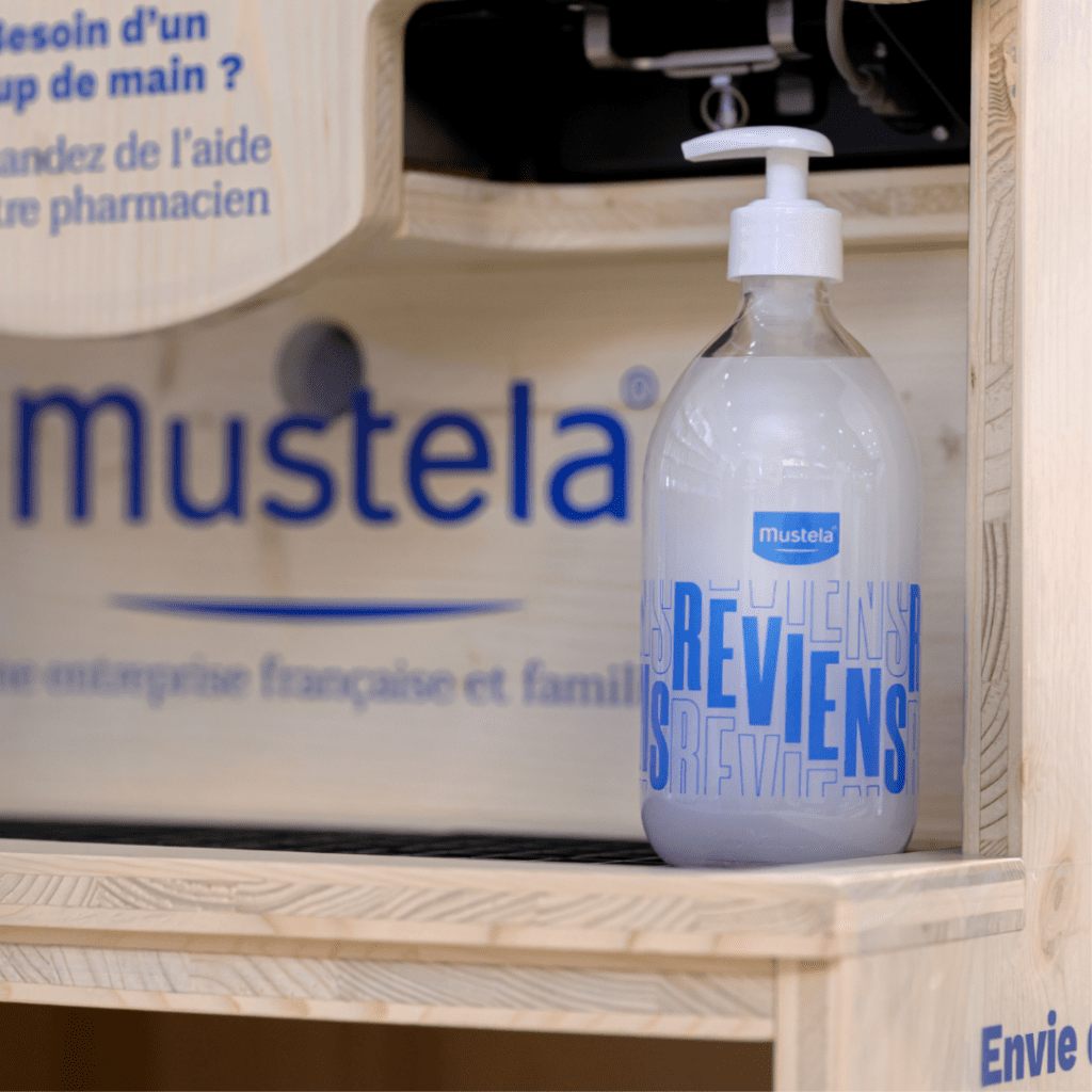 Flacon verre Reviens Mustela, zero deceit, planète, machine de remplissage