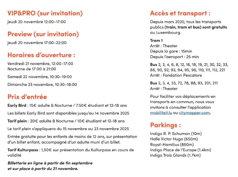 Art Week, Art Week Luxembourg, infos pratiques