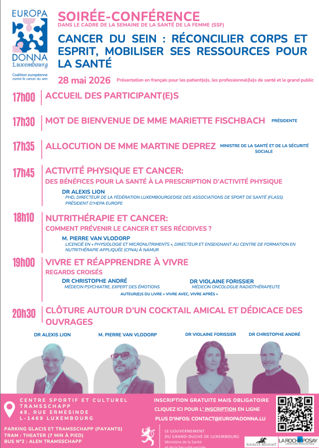cancer du sein, affiche de la soirée conférence Europa Donna